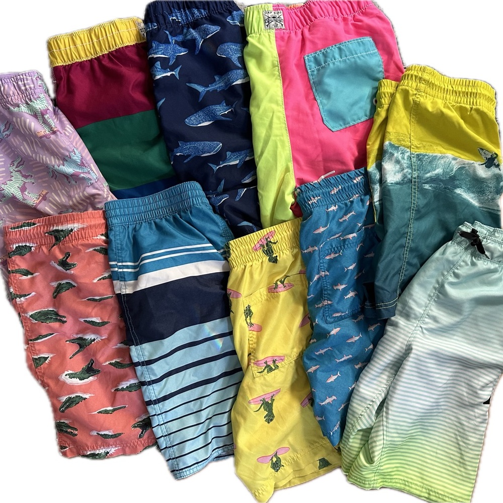 10 pairs of boys 14-16 swim trunks. Gap kids, Old Navy, Cat and Jack, Hurley